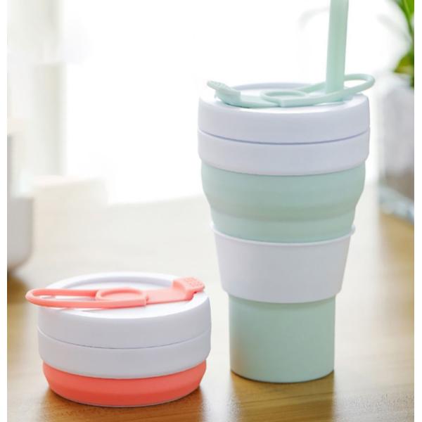 Stock Portable Retractable Collapsible Water Bottle for Event Gift and Pocket Coffee Cup