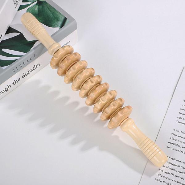 Source Massage Tool 9 Wheels Wooden Massager for Cellulite Reduction and Relaxation