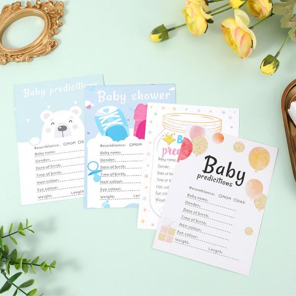 Impresión offset CMYK Predicciones y tarjetas de consejos Juego de ducha personalizado para padres