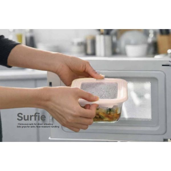 Customized logo durable freezer to oven borosilicate glass food storage container with Space-saving design for home goods store