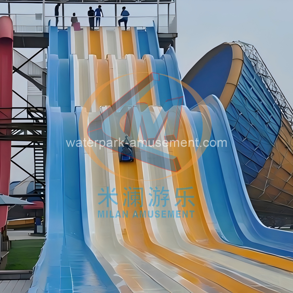 Multiple Rainbow Water Slide Customized Size For Water Park