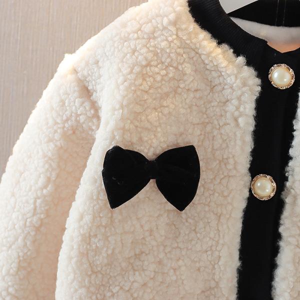 пальто зимы девушек 110cm 43in трехмерное с детьми куртки смычка