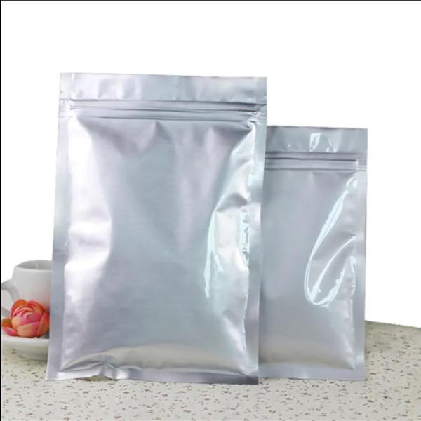 Hotsale Food Grade Resealable Plastic Sealing Zipper Silver Pouch Mylar Zip Lock Packaging Print Custom Aluminum Bag