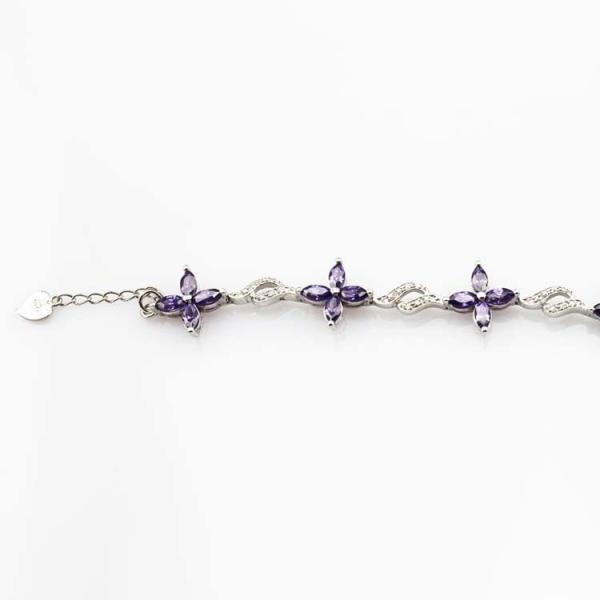 925 Silver Jewellery Quatrefoil Amethyst Cubic Zircon Tennis Bracelet (B04PURPLE)
