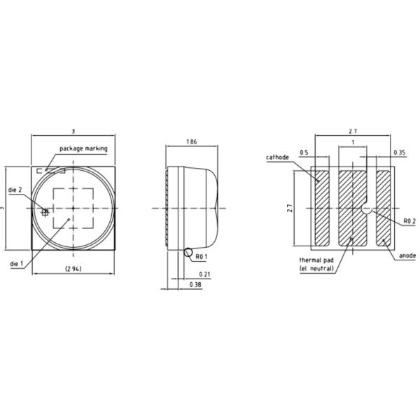 обломок 3030 Smd 2v 350ma керамический привел светлое 720-740nm