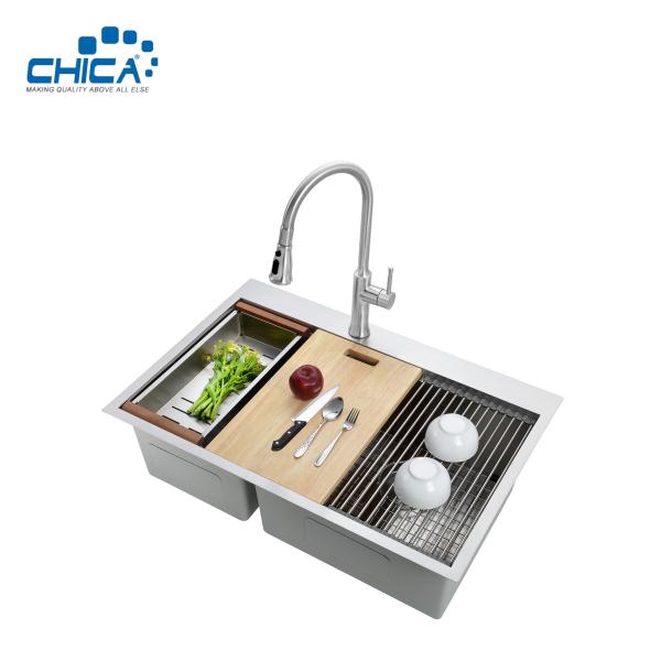 304 Stainless Steel Sheet Handmade House Kitchen Sinks Double Bowl Kitchen Sinks For House