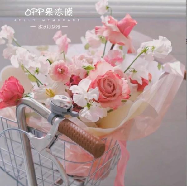 Colored OPP jelly film, gift flower packaging paper, flower wrapping paper, bouquet, waterproof cellophane, factory wholesale in stock