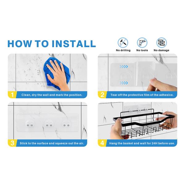 No Drilling Large Capacity Rustproof Stainless Steel Bathroom Organizer Bathroom Shower Shelves for Inside Shower Rack