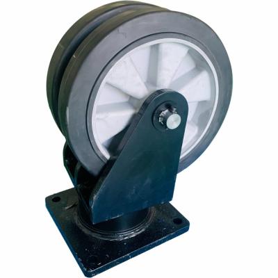 Roda de borracha elástica 100mm do rodízio da empilhadeira do núcleo de alumínio para o caminhão de pálete da mão