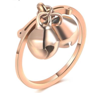 Bell Pendant Ring Stainless Steel Materials Ring  18K Pink Color Wedding Ring