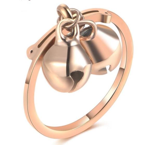 Bell Pendant Ring Stainless Steel Materials Ring  18K Pink Color Wedding Ring