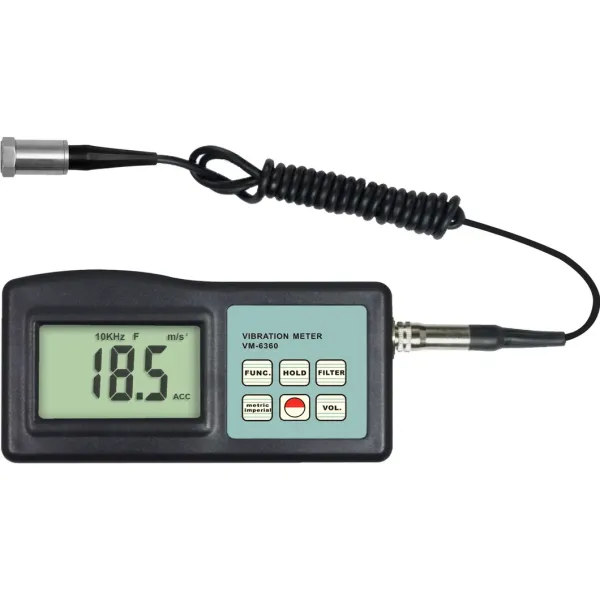 VM-6360 Digital Vibration Meter with ISO 2954 Compliance RS-232 and Bluetooth Data Output for Precise Vibration Analysis