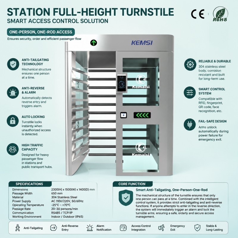 Full Height Turnstile Access Control Solution For Construction Sites