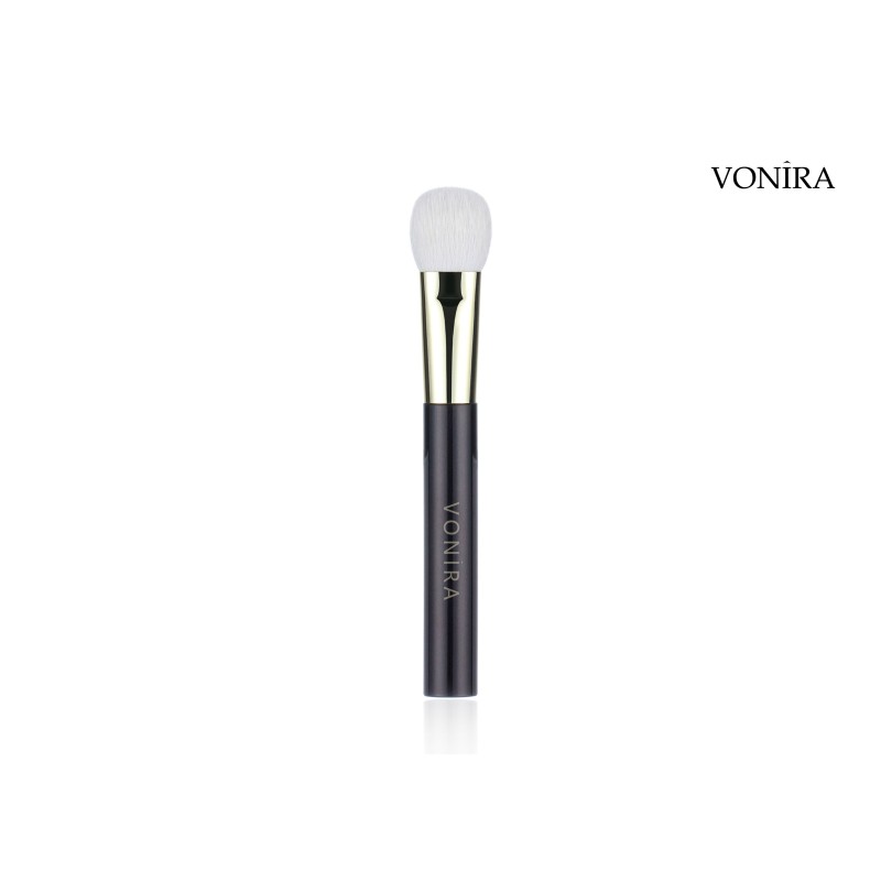 Vonira Custom Wholesale Natural White Goat Hair Flat Dark Brown Handle Cream Liquid Foundation Makeup Brush