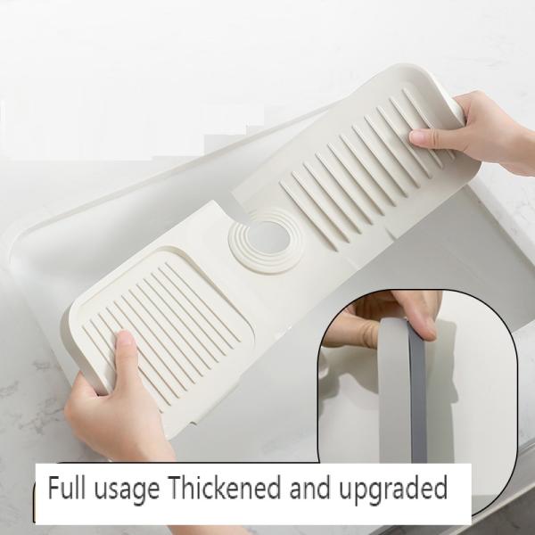 Waterproof Silicone Bottom Mat for Bathroom and Kitchen Countertop Faucet Light Gray