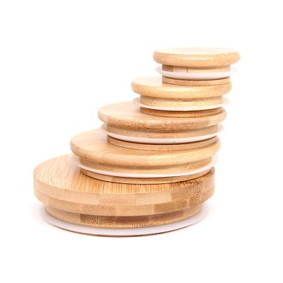 Material original de estoque Bamboo Boca regular 70mm Vidro Mason Jar tampa de bambu