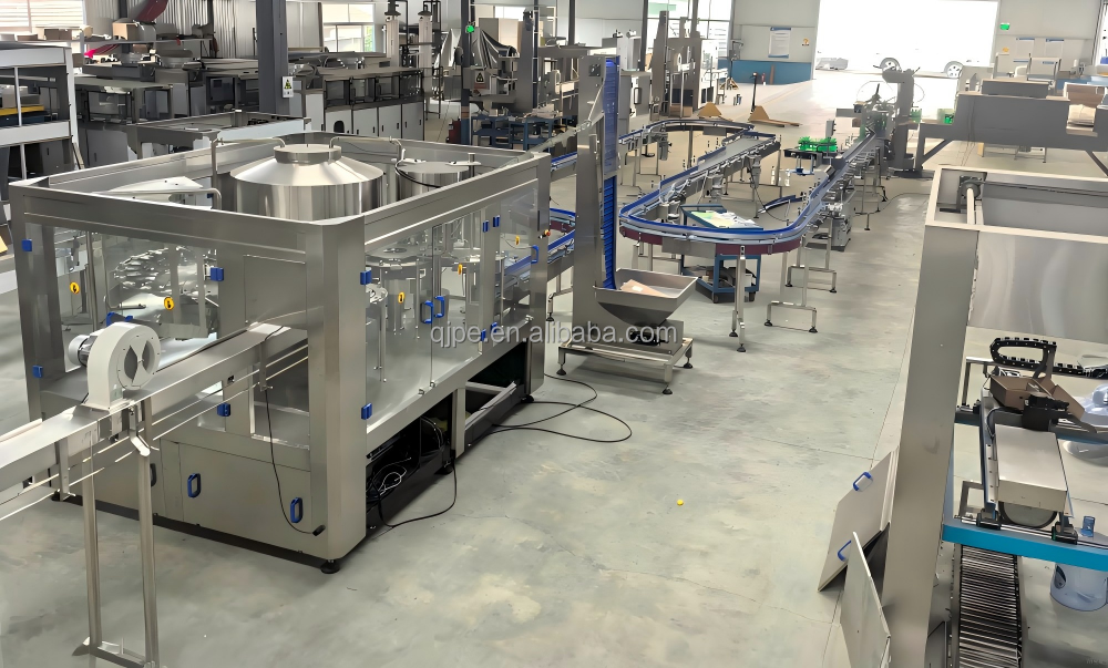 Automatic PET Bottle Rinsing, Filling & Capping Integrated Machine, equipped with bottle blowing system, case packer or film wrapping machine