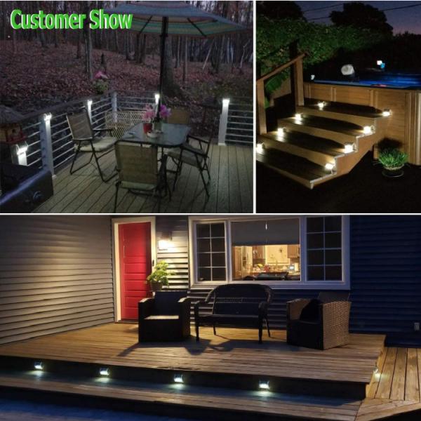 Outdoor Stainless Steel Solar Deck Light for Balcony Garden Yard Fence 3 LED Path Light