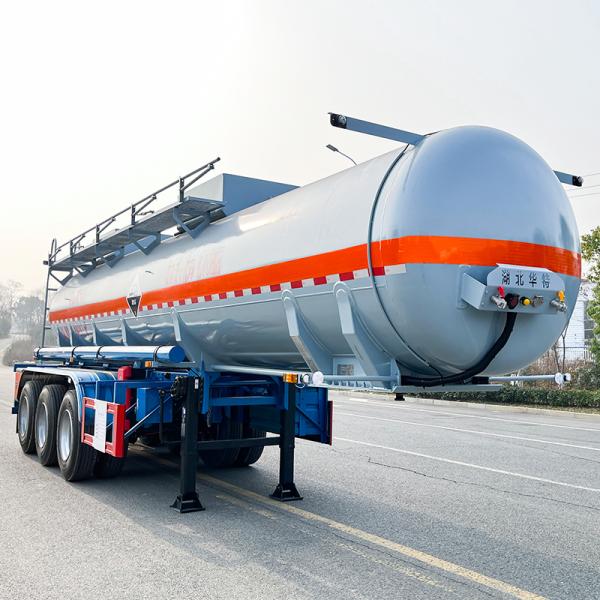 Tri Axle Concentrated Sulfuric Acid Tanker Semi Trailer For Chemical Transport
