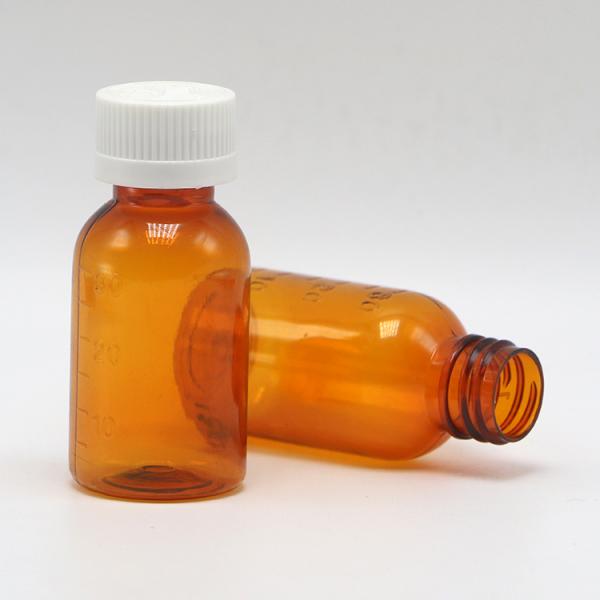 GMP Farmacêutico 30 ml PET Ambar Botelho de plástico líquido com tampa de parafuso à prova de adulteração