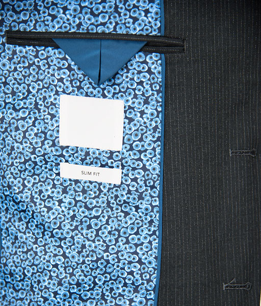 Single Breasted Mens Grey 2 Piece Suit Dark Grey Stripe Office Business