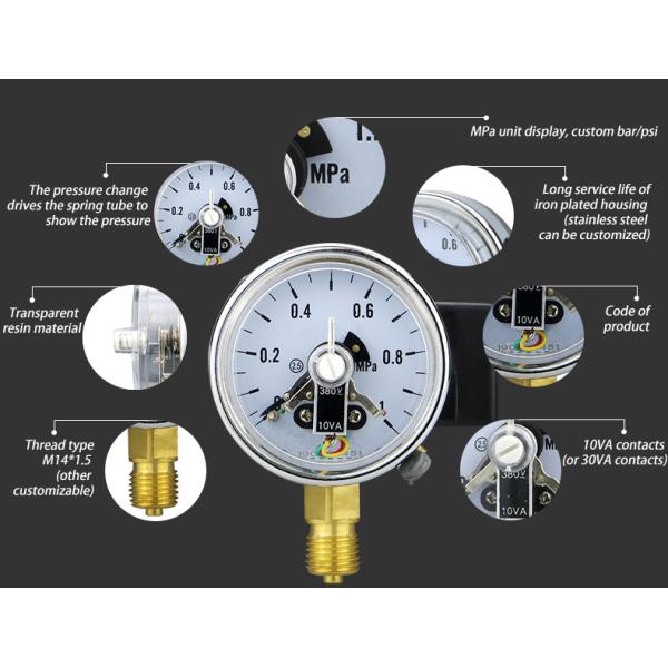 High Pressure Hydraulic Oil Pressure Gauge with Electrical Contact Range 60MPa