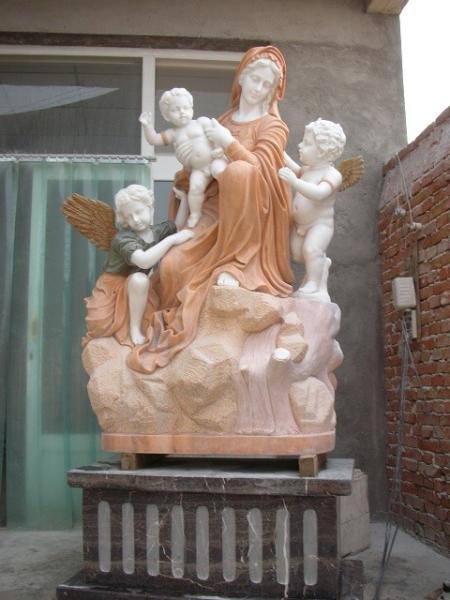 Mother and baby stone sculpture