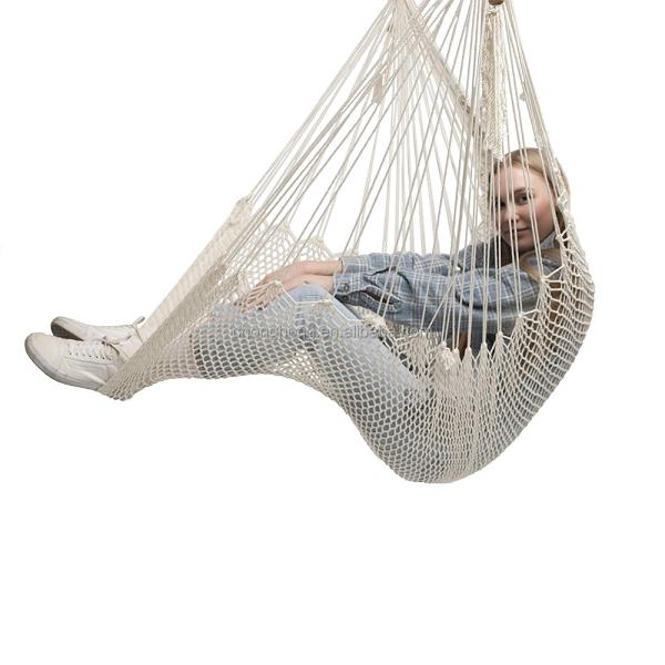 Outdoor Indoor White Rope Hammock Chair with Stand