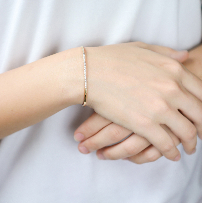 ПРОТИВ серии цвета контраста цепи расширения Bangle 0.23ct диаманта золота ясности 18K
