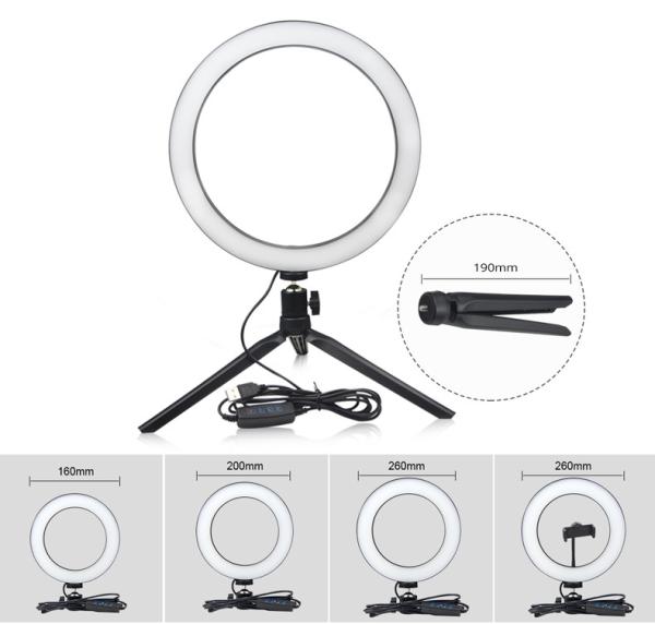 USB Dimmable Ring Led Beauty Light , Desk Makeup Light Live Stream Phone Holder