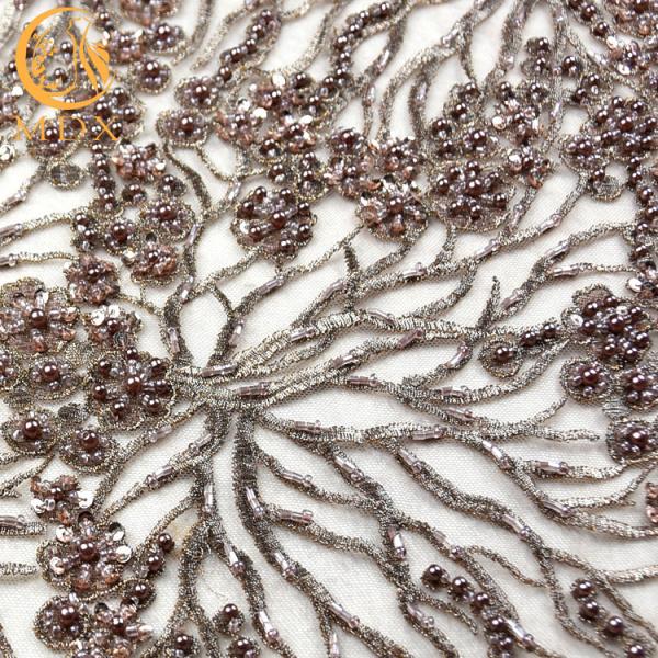 Африканская Bridal вышитая бисером вышивка ширины ткани 140cm шнурка яркого блеска