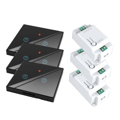 RF433 interruptor de controle remoto sem fio Crystal Glass Panel Touch Switch 10A