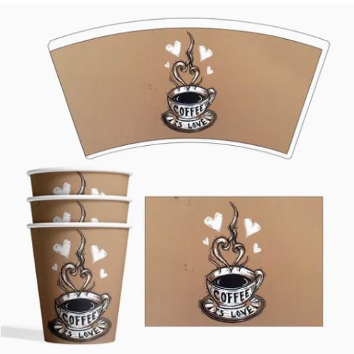 Ice Cream Coffee Cup Container Logo Custom PE PLA Materials for Making Rolled Paper Cups Fan