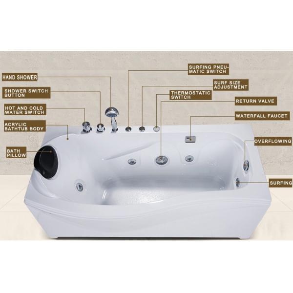 Jacuzzi 2 Person Spa Bathtub Hotel Outdoor Rectangle Acrylic 1700mm