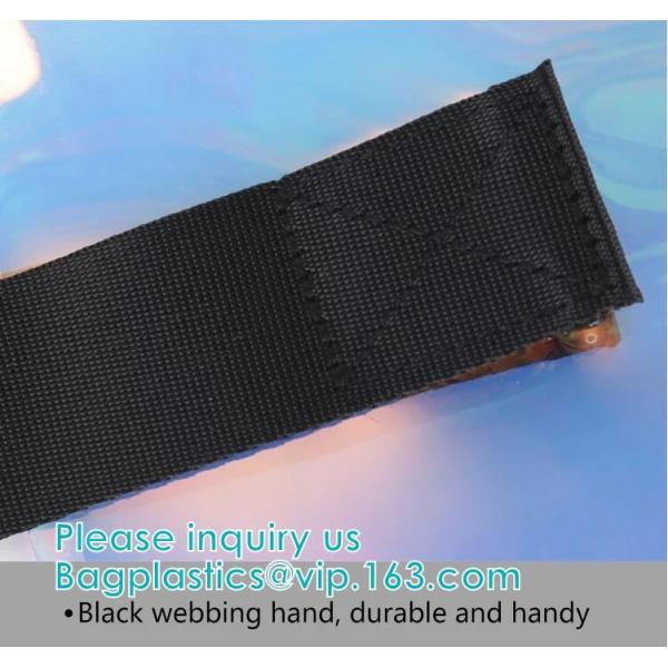 Neon Rainbow Hologram PVC Tote Bag custom holographic handbag PVC handle beach bag,Cosmetic Makeup Travel Pouch,Zipper