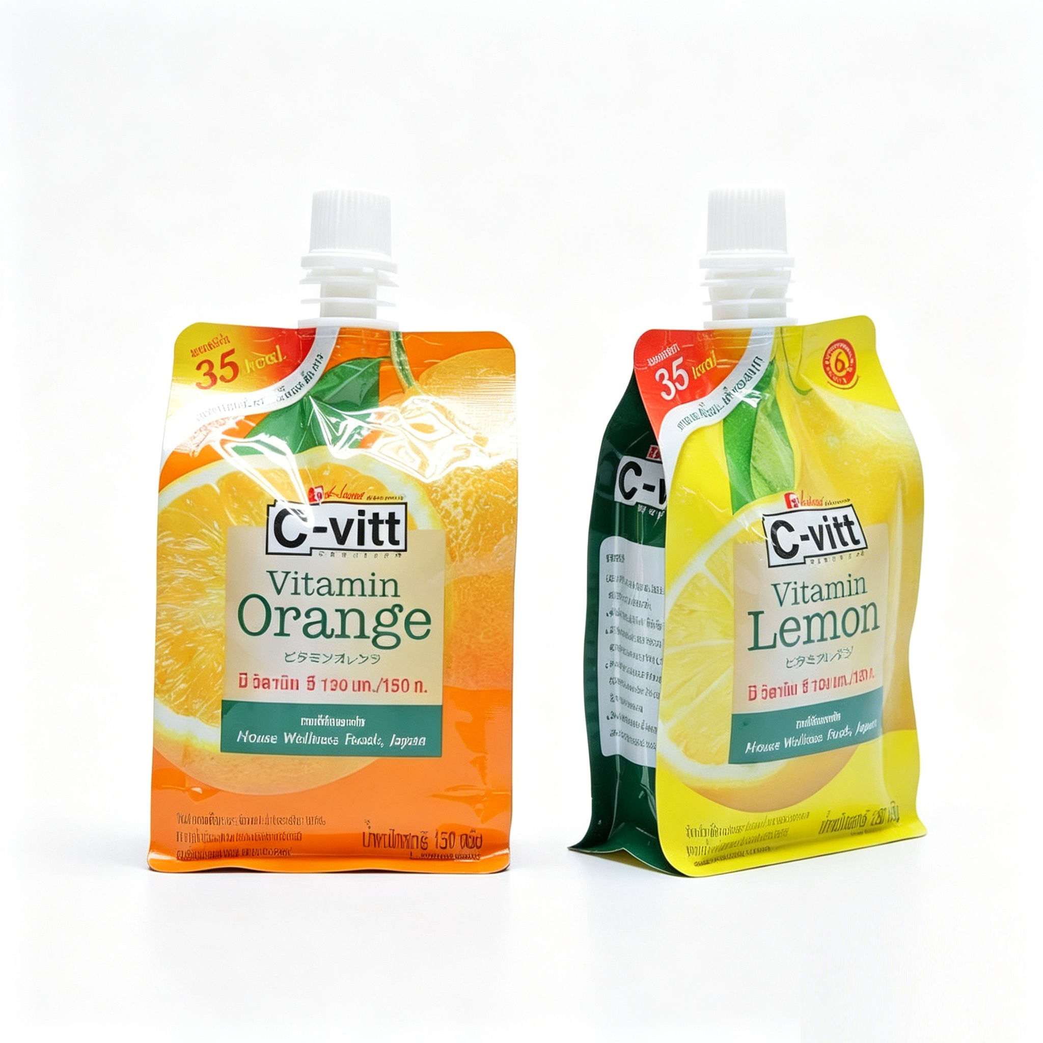 150g Flat Bottom Spout Pouch | Stand Up Juice Spout Bag For Orange Lemon Vitamin Drink Food Grade Custom Print