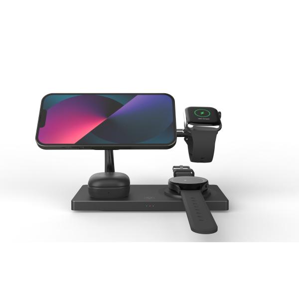 Cargador inalámbrico multifuncional de carga rápida T218 para teléfonos Apple y Samsung, 15W, 10W, 7.5W, 5W, con luz nocturna, cargador ABS