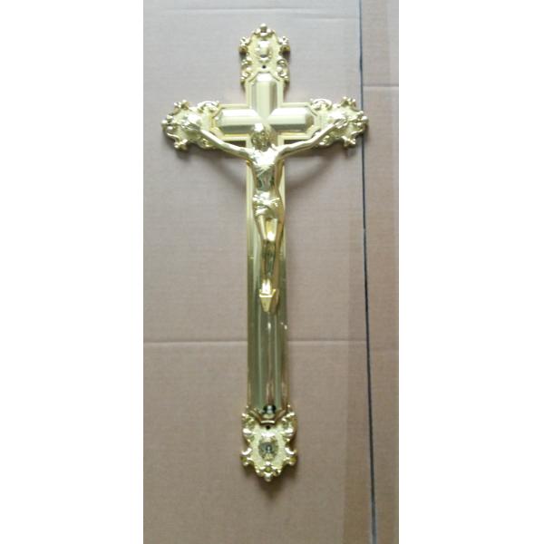 Jesus Ornamental Coffin Crucifix For Funeral Gold Color Size 44.8 × 20.8 Cm