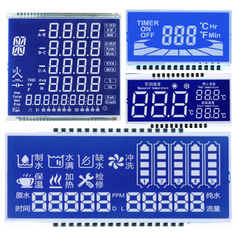 Настроенная ЖК-панель STN, Синий режим STN/Белый фон/Фонты дисплея, Metal Pin Connection