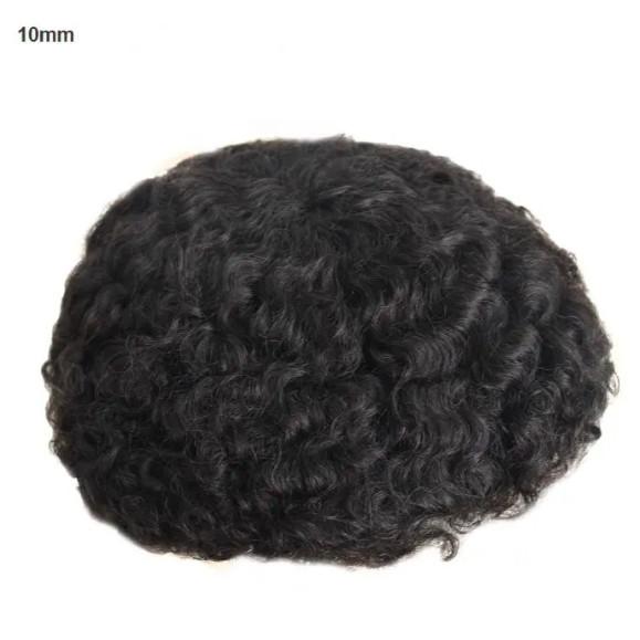 Full Lace Hair Units for Black Men Afro Curly African American Toupee Hairpiece