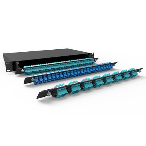 1U 19 MPO Rack Mount Fiber Optic Armored Cable Panel 96 144 Port Standard / Low Loss