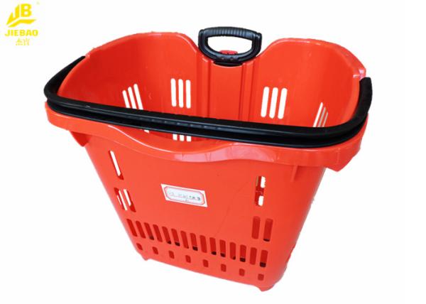 Two PU Wheels Hand Held Shopping Baskets 40L/50L Volume Wear Resistant