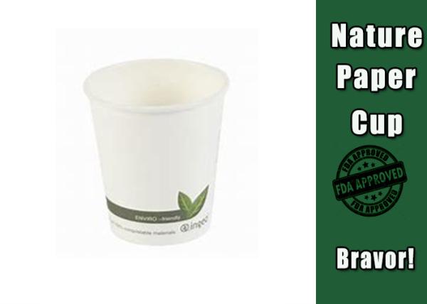 Insulated Disposable Hot Beverage Cups , White PLA Custom Logo Paper Cups