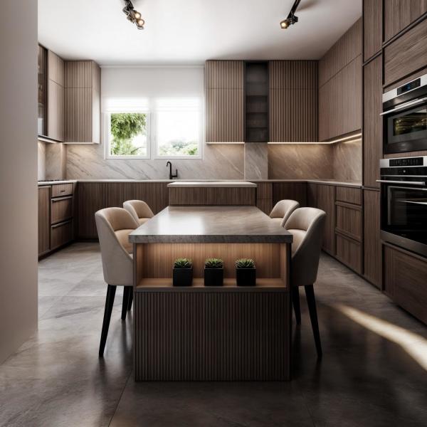 Kitchen Storage Wood Grain Modular Kitchen Cabinets Complete Sets