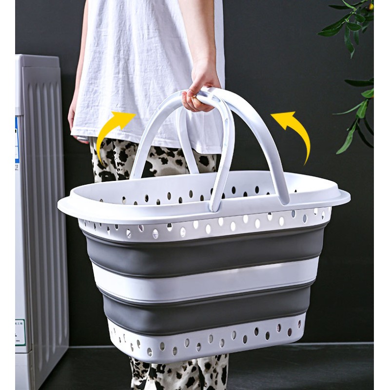Creative Folding Wall-Mounted Portable Plastic Modern Simple Extra Large Thickened Kitchen Bathroom Laundry Basket Foot Bath