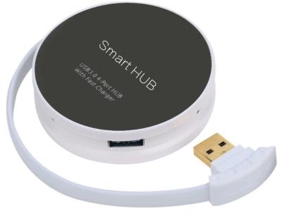 CUBO redondo esperto de carregamento rápido de USB dos portos do adaptador 4