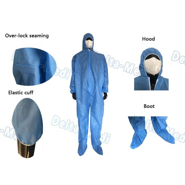 С капюшоном голубые устранимые Ковералльс, стерильные Ковералльс Смс устранимые