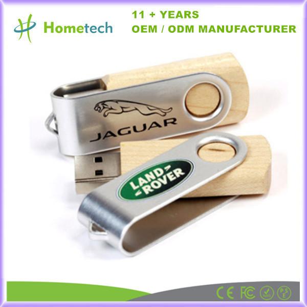 Windows/Mac OS/Linux Compatible 256GB Wood Twist USB Flash Drive with Classic Wood Design
