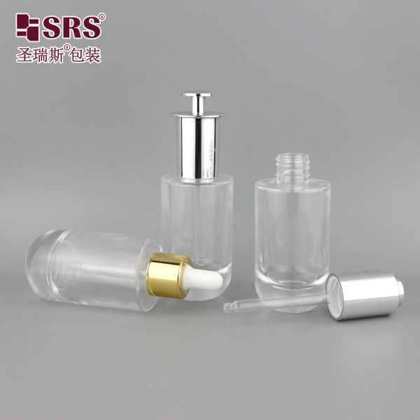 GL024 50ml Luxury Wholesale Customization Mold Glass Bottle With Different Type Dropper Lid For Facial Essence