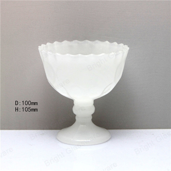 Elegant Milky White Opal Glass Cup, Opal Glass Ice Cream Cup For Sale